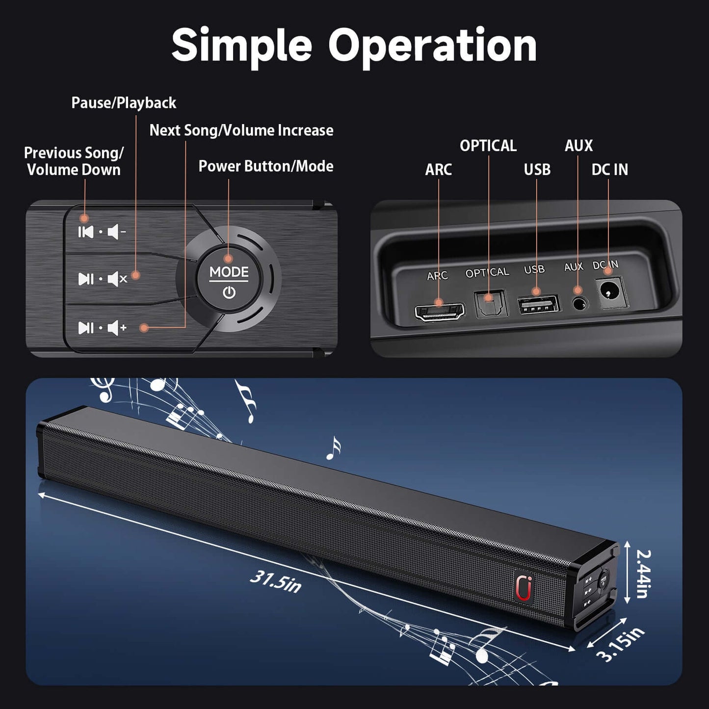 JYX H7 Soundbar – Immersive 3D Audio