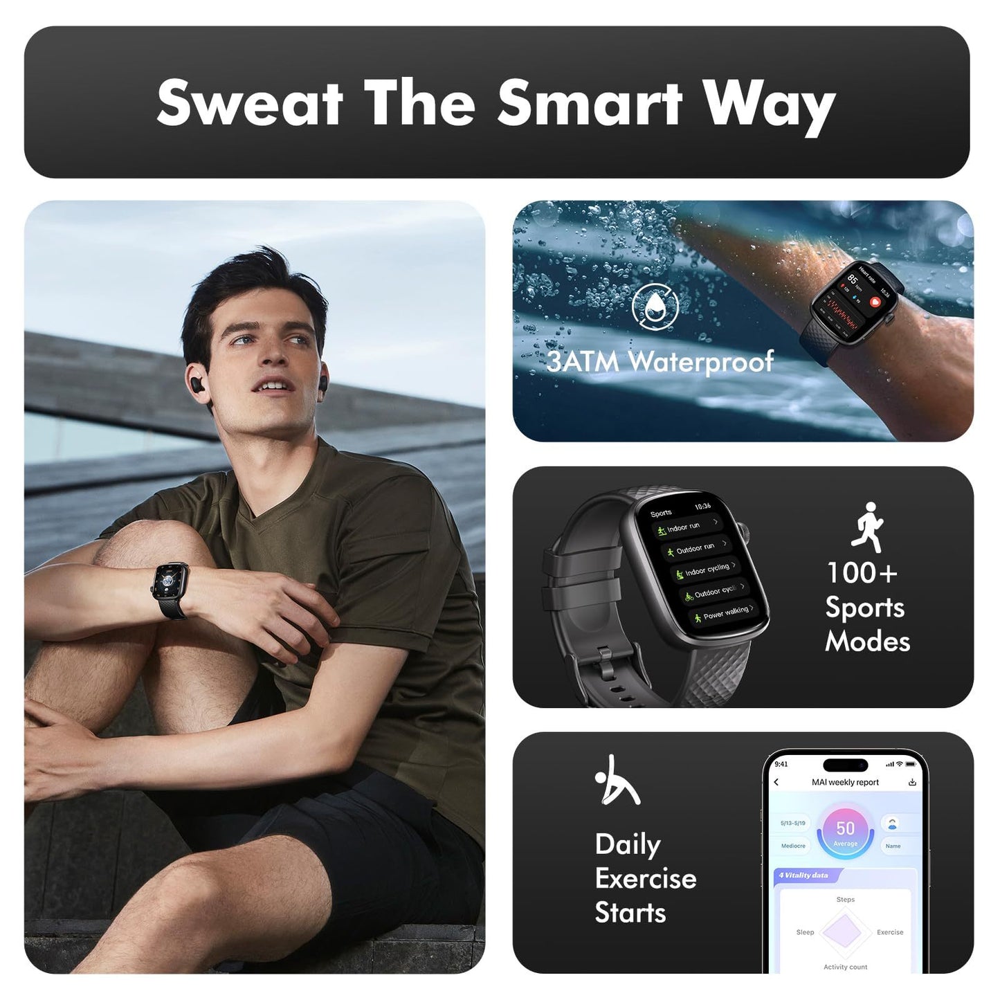 Smart Watch Bluetooth – HD Screen & Waterproof